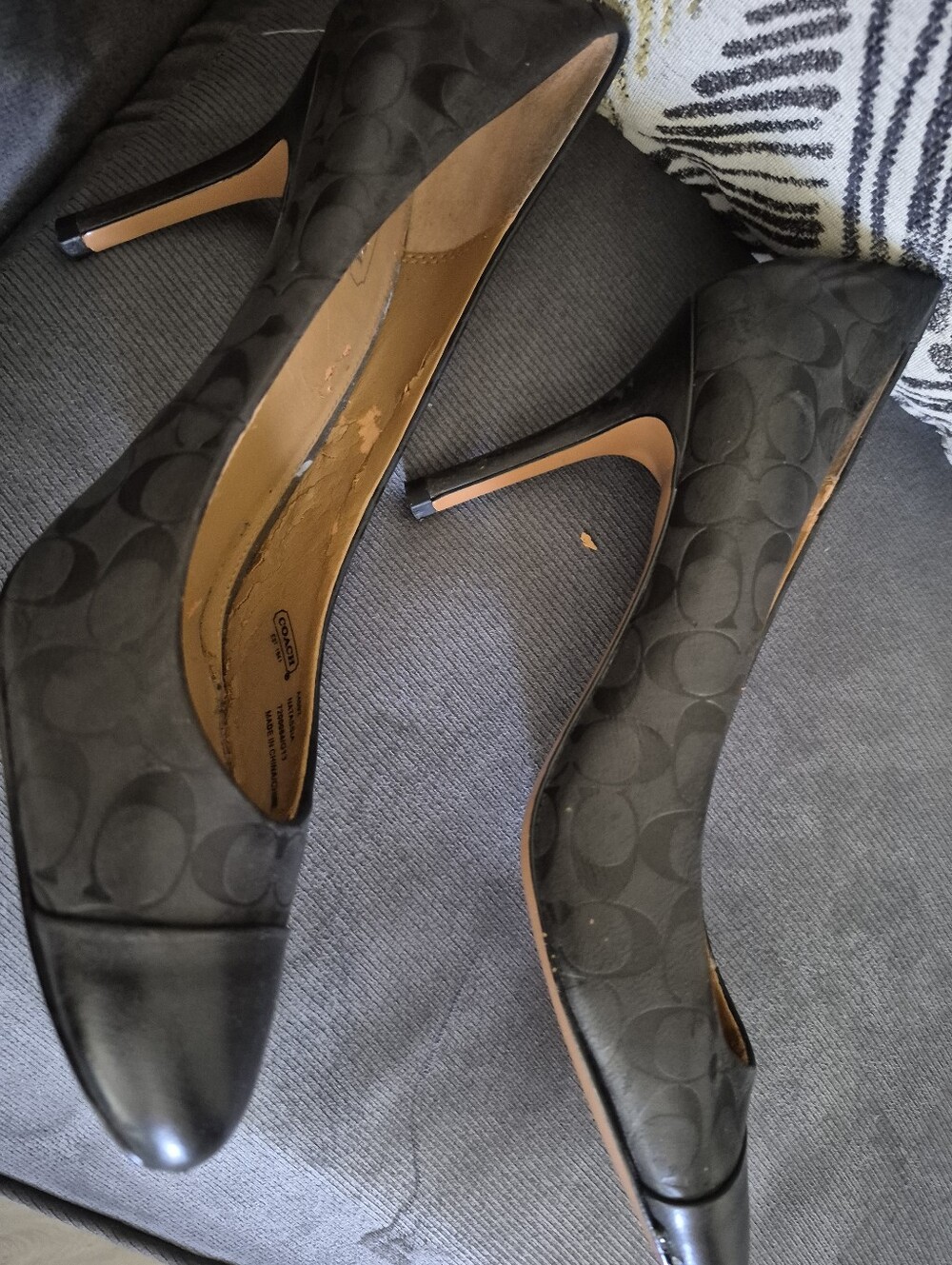 Coach Black Signature Cap-Toe Stiletto Heels